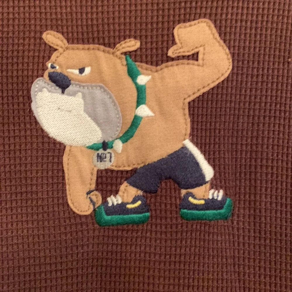 Carter’s size 6 boy’s bulldog super comfy thermal top tee waffle weave EUC